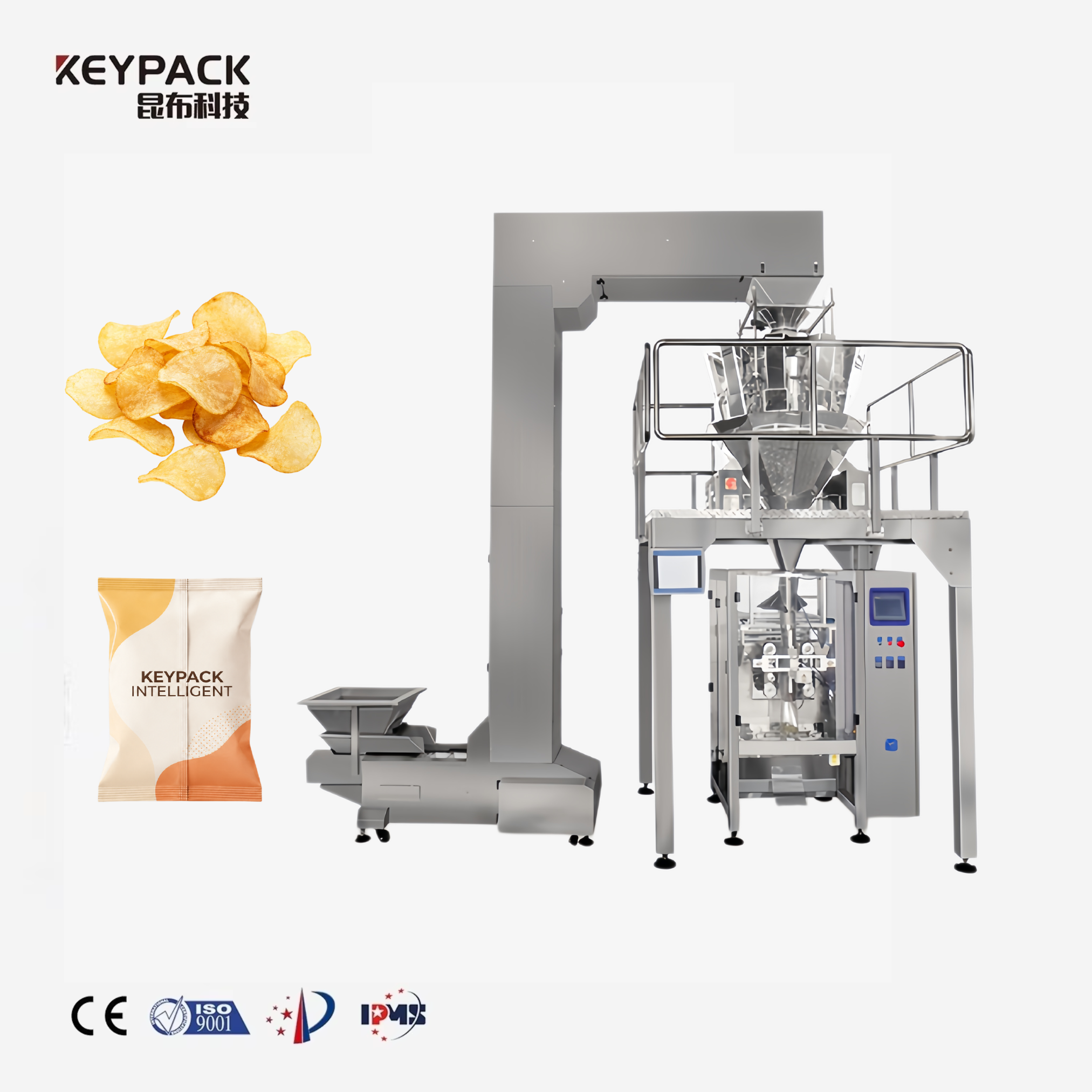 KL420 vertical form-fill-seal packaging machine forming bags from roll film and sealing powder or granule products on an automated packaging line