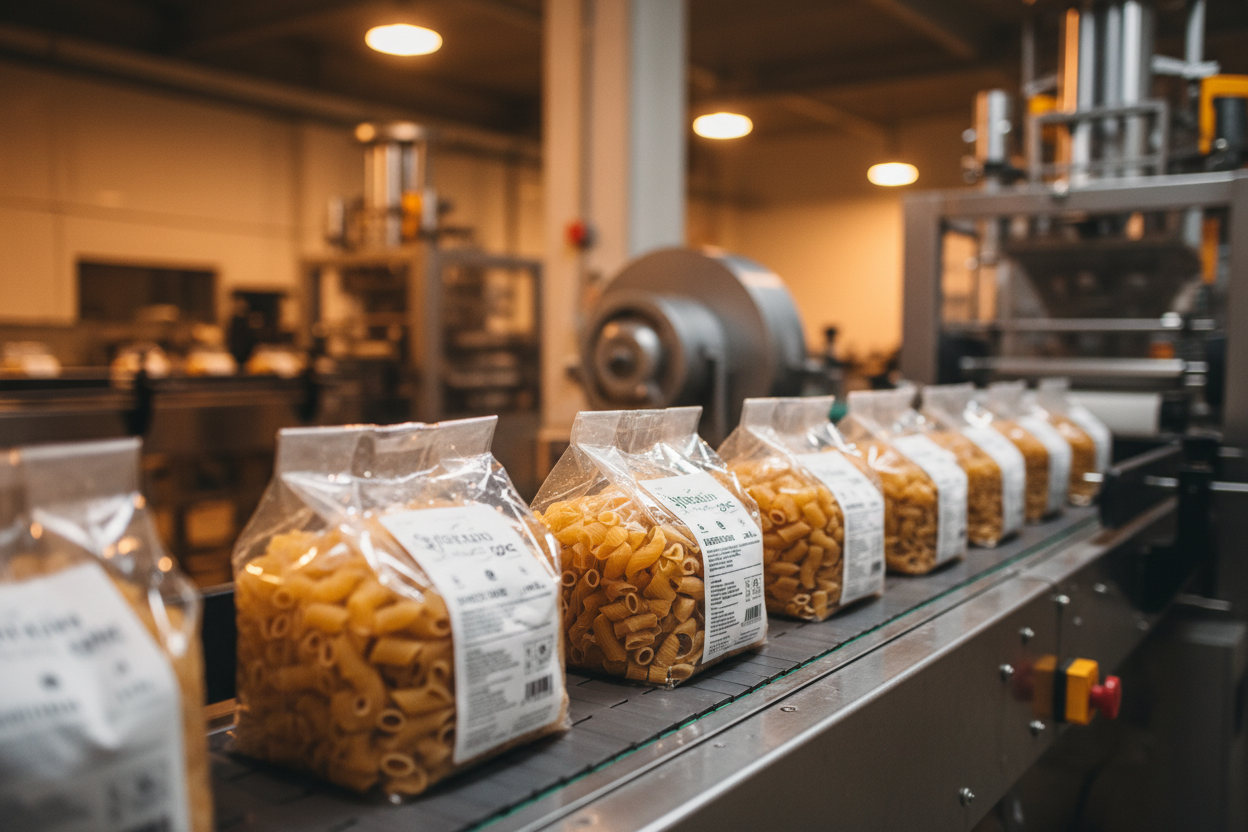 Linear scale paired with VFFS packaging machine – compact automated weighing and bagging line for small factories