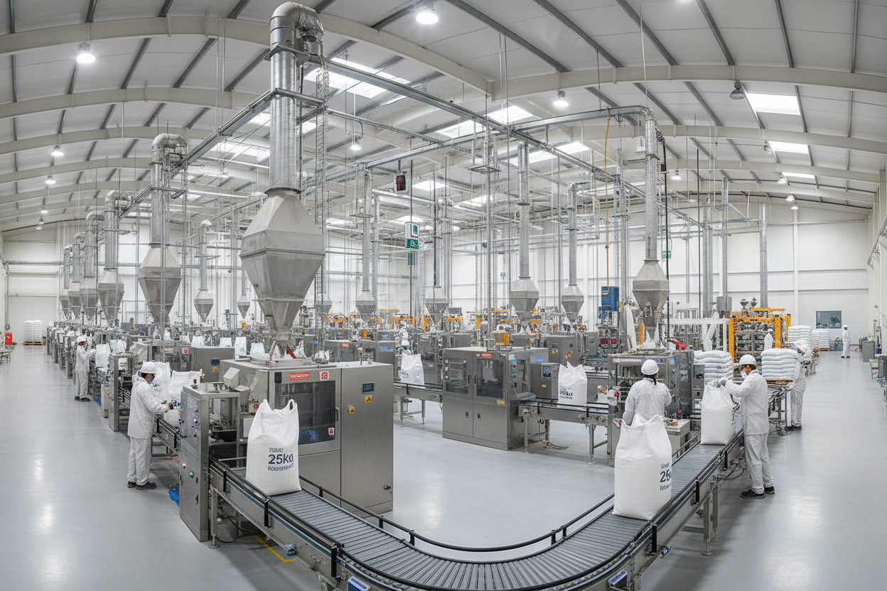 How Powder Manufacturers Reduce Dust During 25kg and 50kg Bag Filling