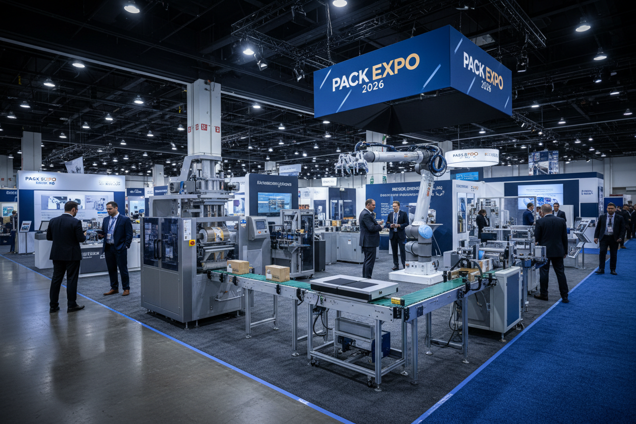 PACK EXPO 2026 packaging automation trends — VFFS, filling, wrapping, and end-of-line equipment for food, pharmaceutical, and industrial factories