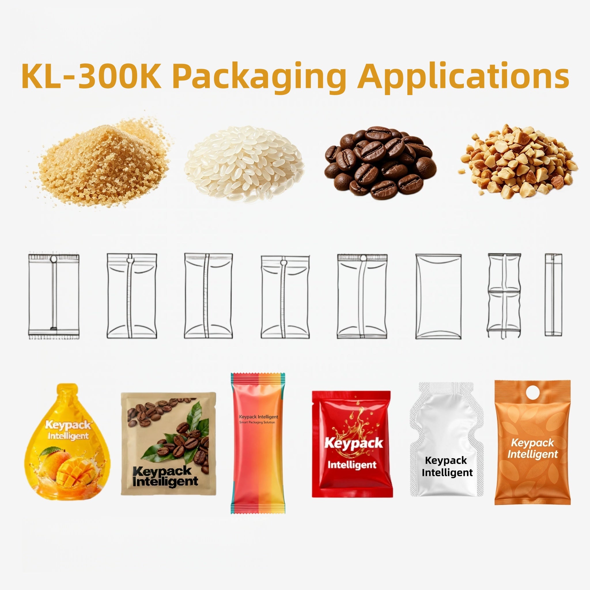 Granule Back Seal VFFS Packaging Machine KL-300K Vertical Form Fill Seal Machine Keypack Intelligent Technology Co., Ltd.