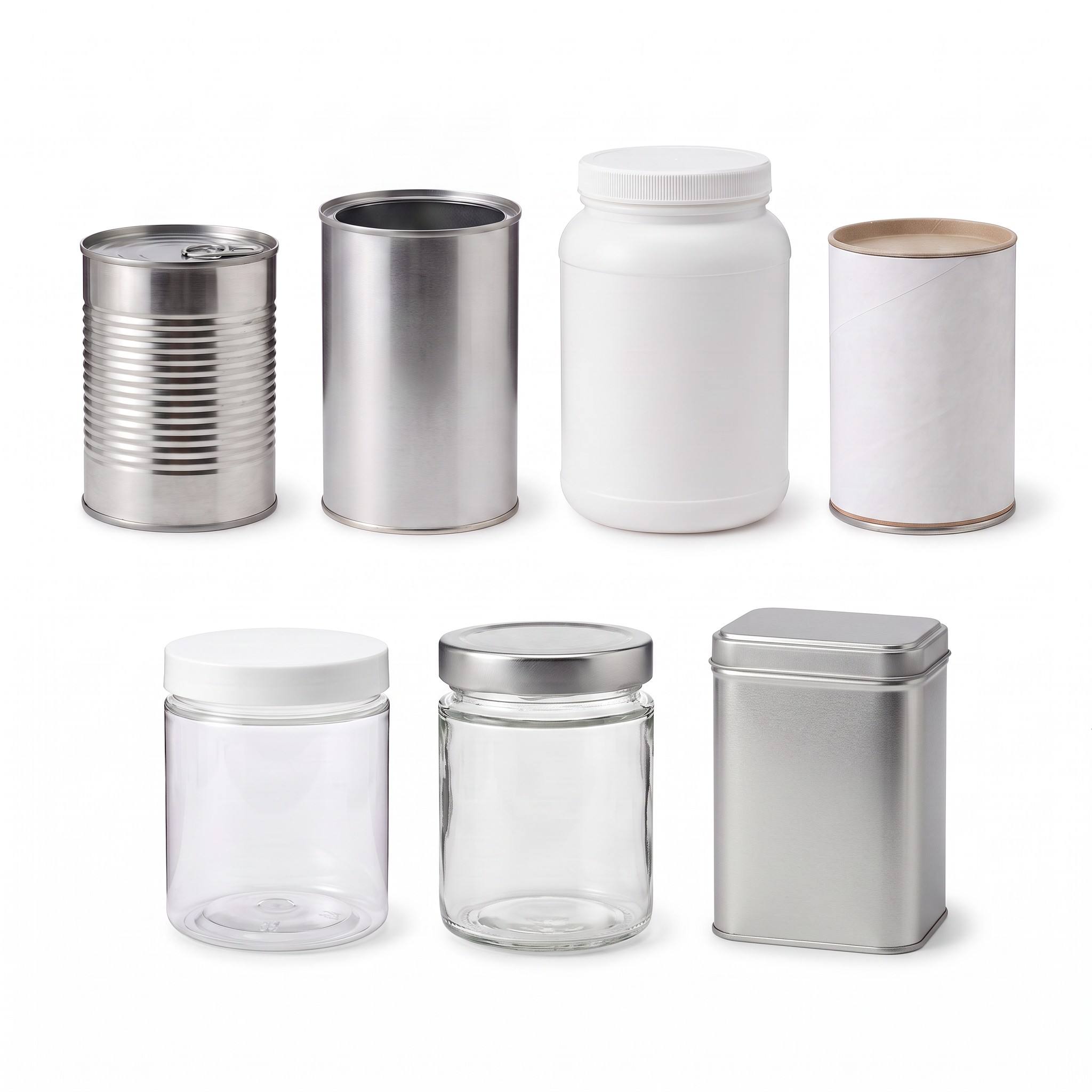 metal,plastic jars,bottles.